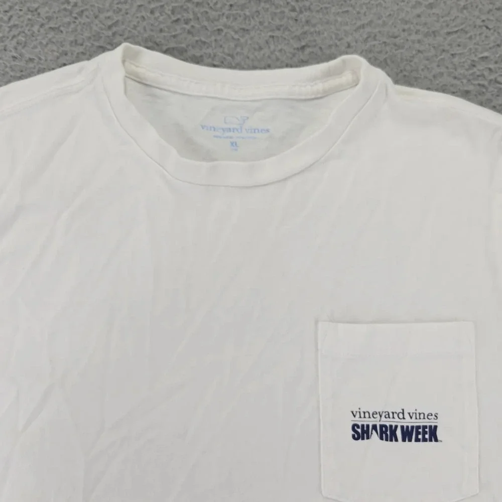 Vineyard Vines Shirt Boys‎ XL White Shark Week Spellout Geometic Whale